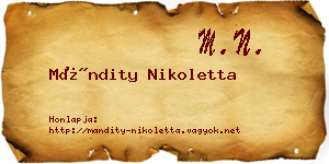 Mándity Nikoletta névjegykártya